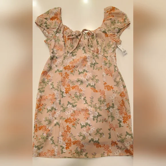 Pink Republic Floral Peasant Mini Dress – Size Large - Picture 15 of 17